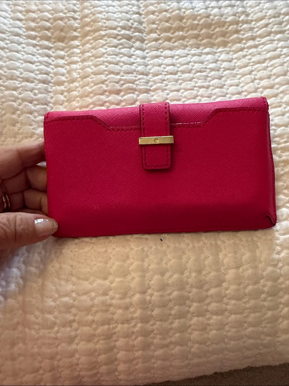 kate spade Hot Pink Saffiano Leather Trifold Wallet